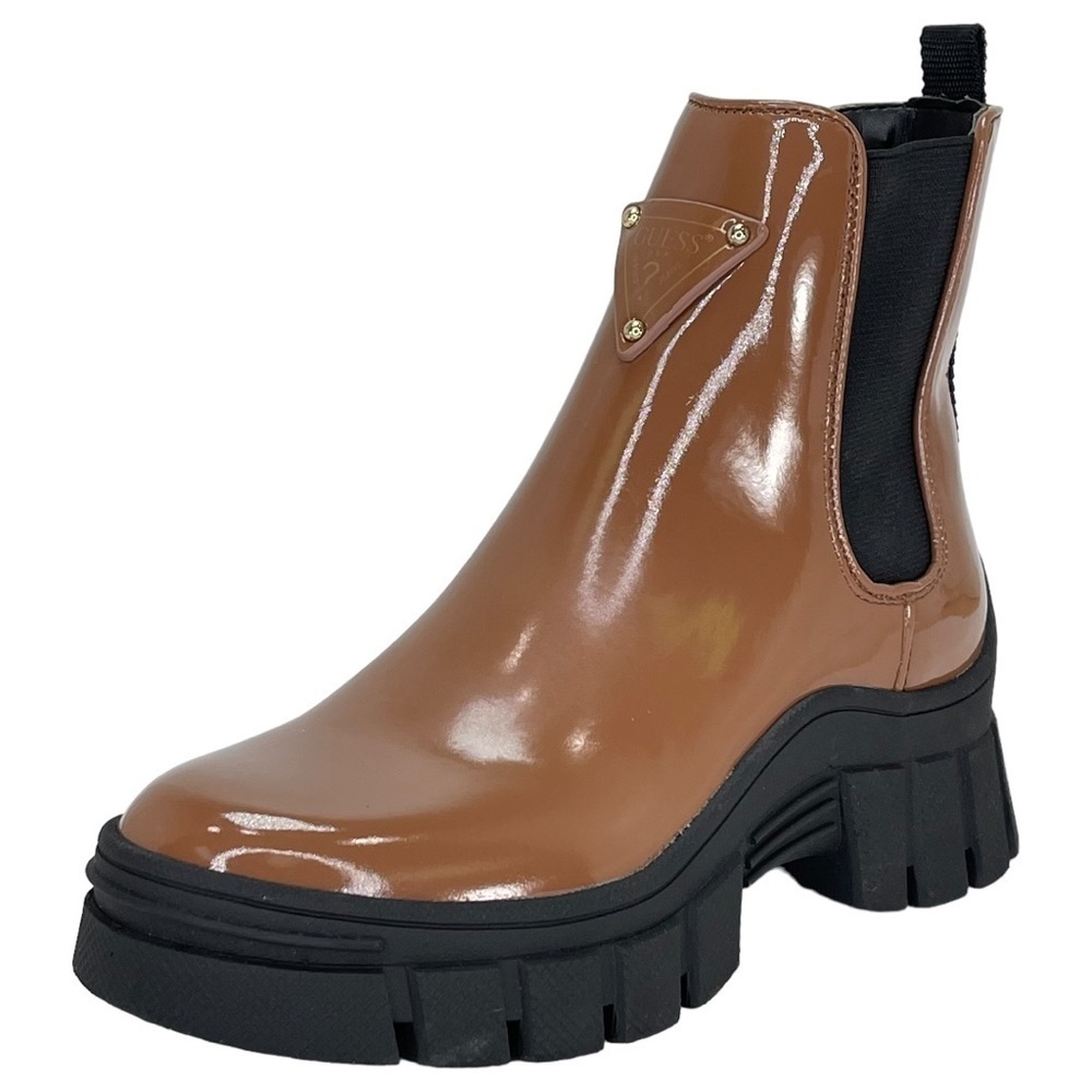GUESS Hestia Cognac Patent Leather Womens Ankle Boots 5M - Picture 3 of 13